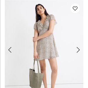 Made well Silk ruffle-neck mini dress